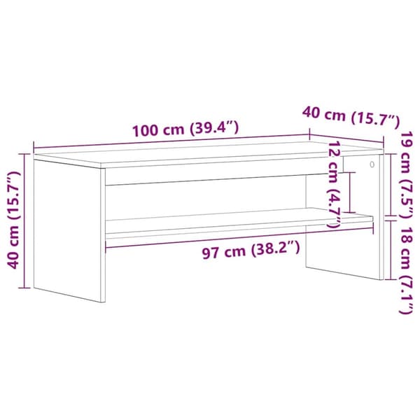 vidaXL TV-benk brun eik 100x40x40 cm konstruert tre