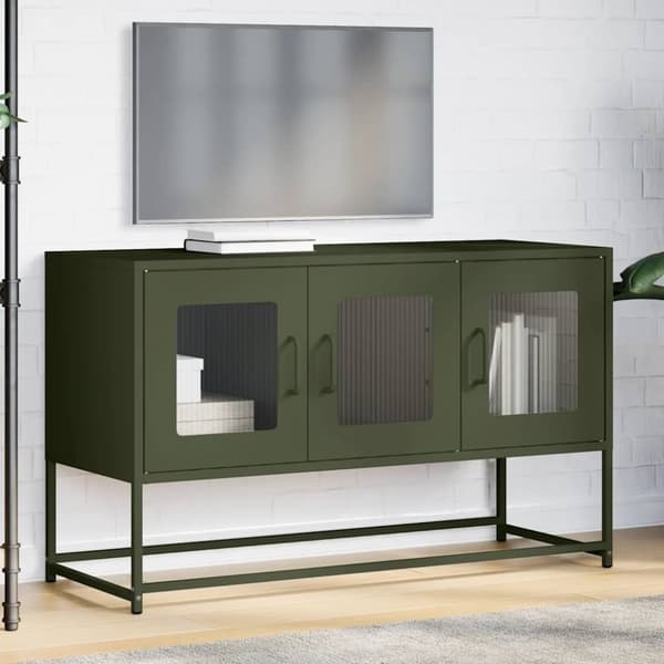 vidaXL TV-skap Olivengrønn 100,5x39x60,5 cm Kaldvalset stål