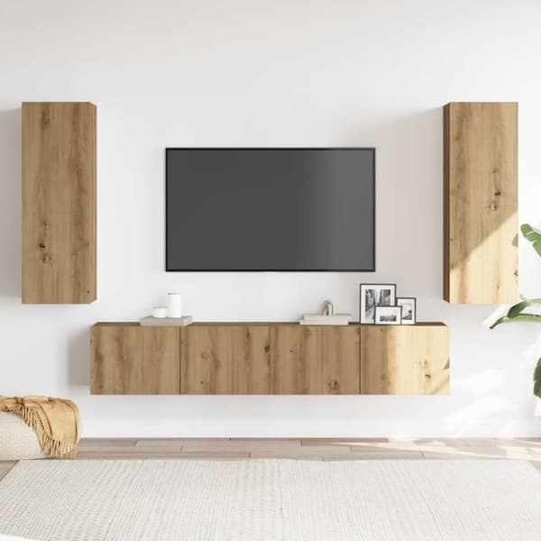 vidaXL Vegghengte TV-benker 4 stk artisan eik konstruert tre