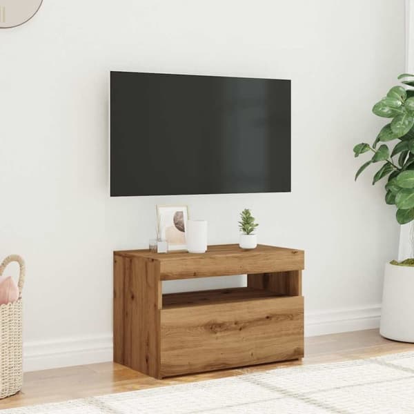 vidaXL TV-benk med LED-lys artisan eik 60x35x40 cm konstruert tre