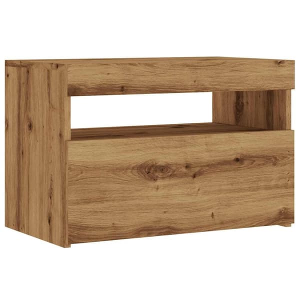vidaXL TV-benk med LED-lys artisan eik 60x35x40 cm konstruert tre