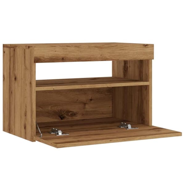vidaXL TV-benk med LED-lys artisan eik 60x35x40 cm konstruert tre