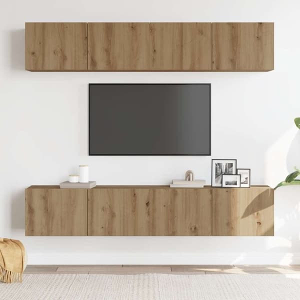 vidaXL Vegghengte TV-benker 4 stk artisan eik konstruert tre