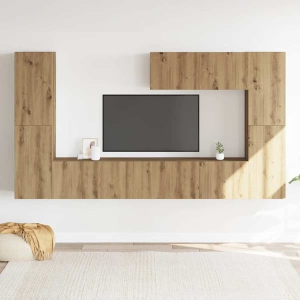 vidaXL Vegghengte TV-benker 7 stk artisan eik konstruert tre