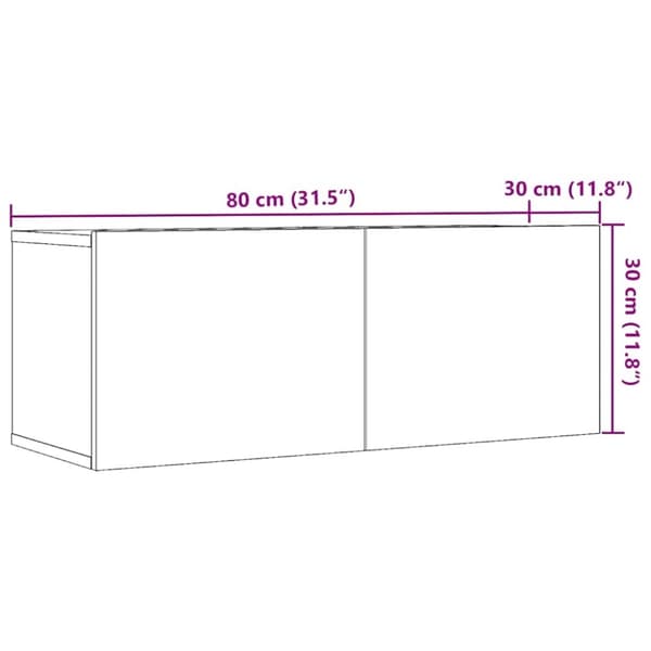 vidaXL væghængte tv-borde 2 stk. 80x30x30 cm egetræsfarve