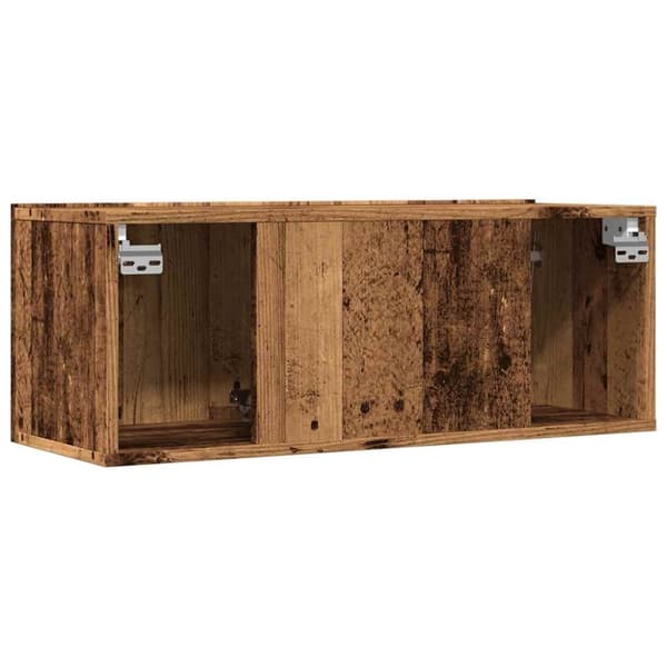 vidaXL Väggmonterad tv-bänk 2 st gammalt trä 80x30x30 cm