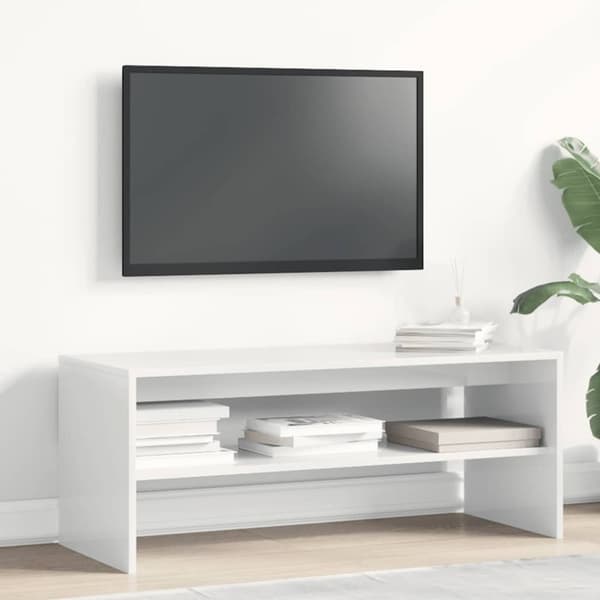 vidaXL Tv-bänk vit högglans 100x40x40 cm konstruerat trä