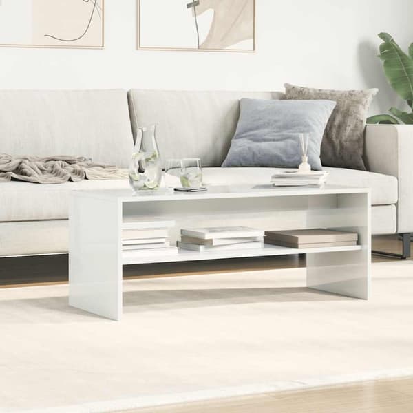 vidaXL Tv-bänk vit högglans 100x40x40 cm konstruerat trä