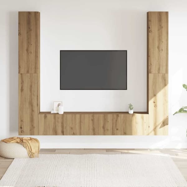 vidaXL Vegghengte TV-benker 6 stk artisan eik konstruert tre