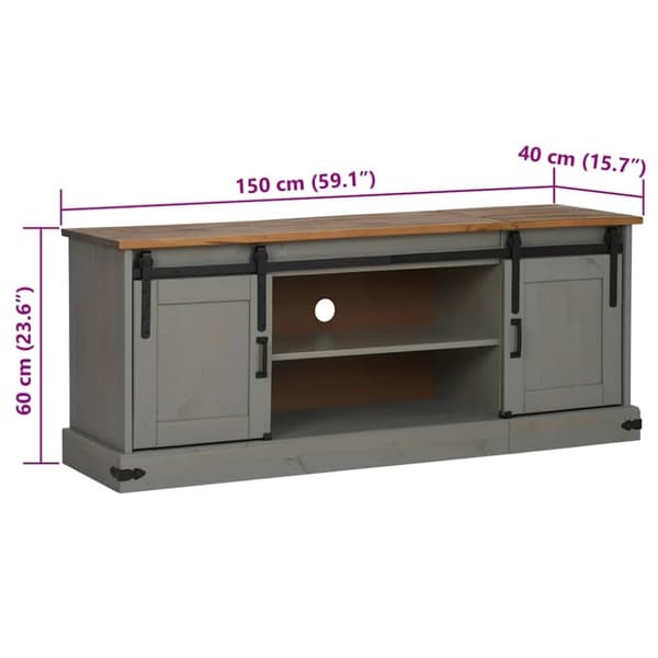vidaXL tv-bord HALDEN 2 skydedøre 150x40x60 cm massivt træ grå
