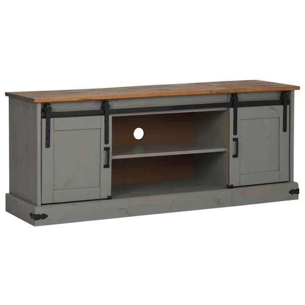 vidaXL tv-bord HALDEN 2 skydedøre 150x40x60 cm massivt træ grå