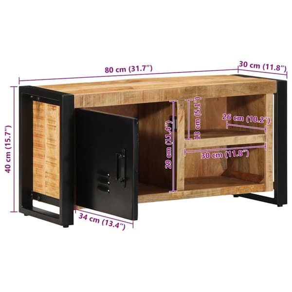 vidaXL Tv-bänk 80x30x40 cm massivt grovt mangoträ