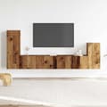 Miniatyrbilde 4 av 11: vidaXL TV-skapsett 4 deler veggmontert gammelt tre konstruert tre