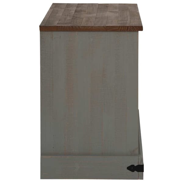vidaXL tv-bord HALDEN med skydedør 110x40x60 cm massivt træ grå