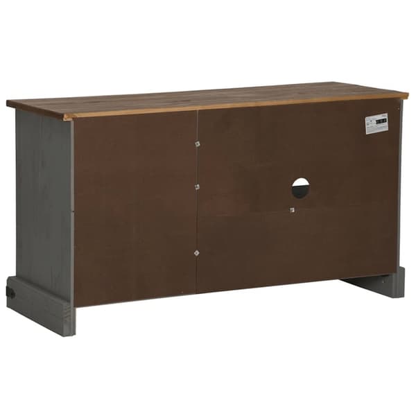 vidaXL tv-bord HALDEN med skydedør 110x40x60 cm massivt træ grå