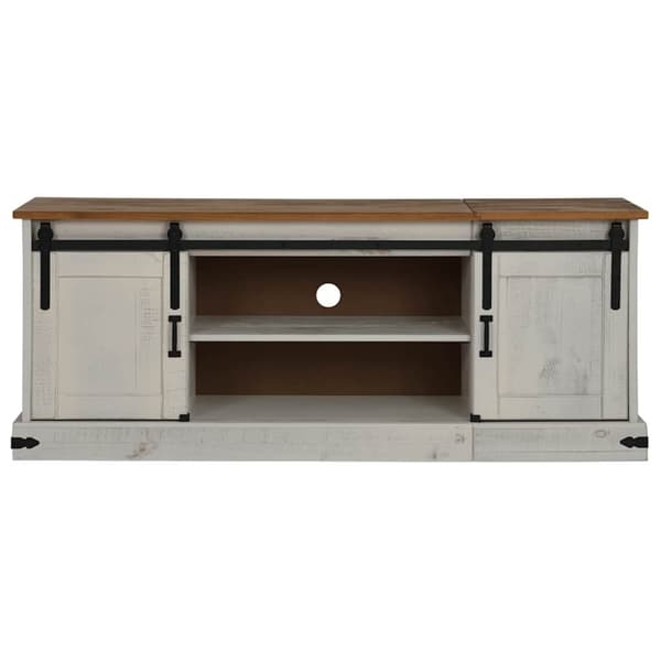 vidaXL TV Kaappi HALDEN 2 Liukuovea Valkoinen 150x40x60 cm Massiivipuu