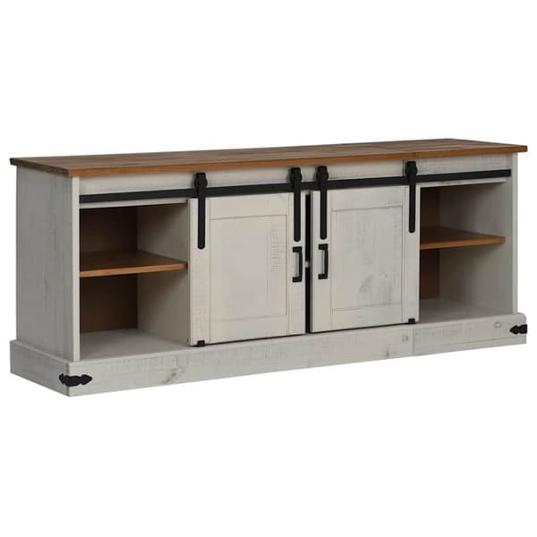 vidaXL TV Kaappi HALDEN 2 Liukuovea Valkoinen 150x40x60 cm Massiivipuu