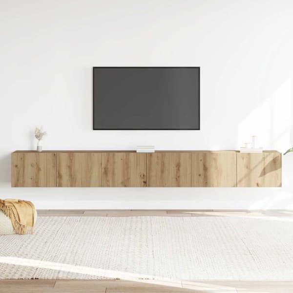 vidaXL TV-skapsett 3 deler veggmontert artisan eik konstruert tre