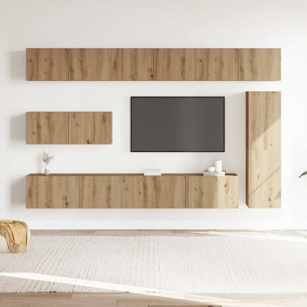 vidaXL TV-skapsett 7 deler veggmontert artisan eik konstruert tre
