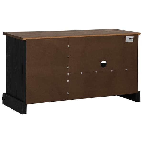 vidaXL tv-bord HALDEN med skydedør 110x40x60 cm massivt træ sort