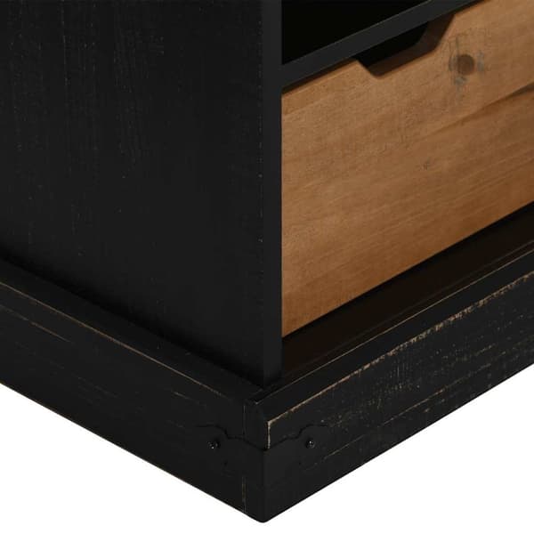 vidaXL tv-bord HALDEN med skydedør 110x40x60 cm massivt træ sort