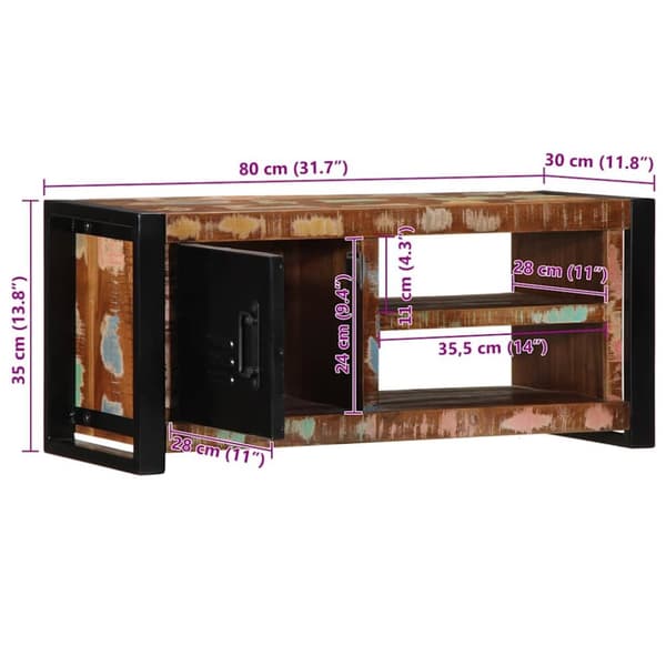 vidaXL TV-benk 80x30x35 cm gjenvunnet heltre