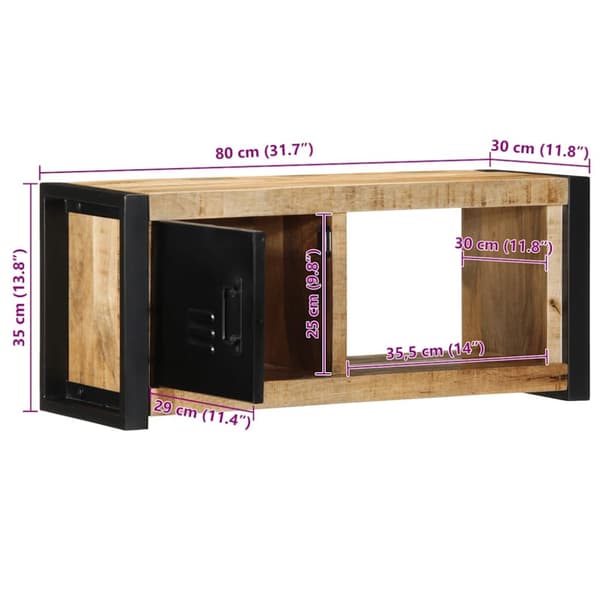 vidaXL TV-benk 80x30x35 cm grovt heltre mangotre