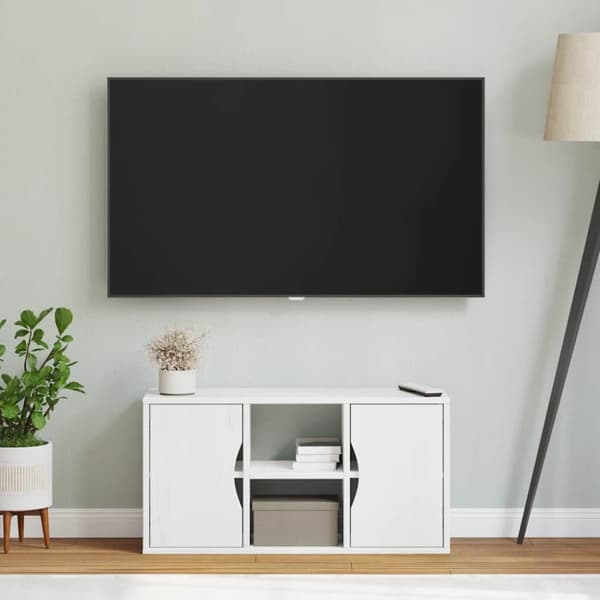 vidaXL TV-skap ODDA hvit 79x24x40 cm heltre furu