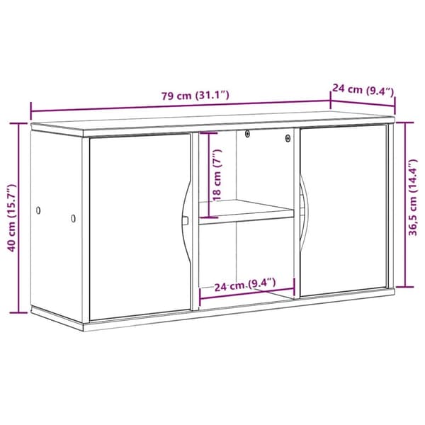 vidaXL TV-skap ODDA hvit 79x24x40 cm heltre furu