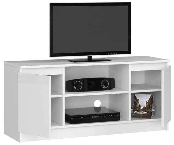 RTV-kaappi 120 cm 2D 1P VALKOINEN AKRYYLI KORKEA KIILTO