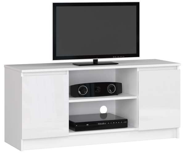 RTV-kaappi 120 cm 2D 1P VALKOINEN AKRYYLI KORKEA KIILTO
