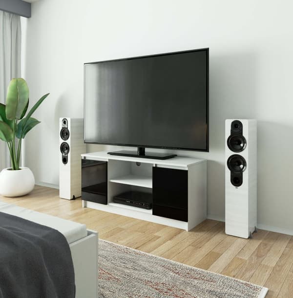 TV-bänk 120 cm 2D 1P SVART AKRYL HÖGGLOSA