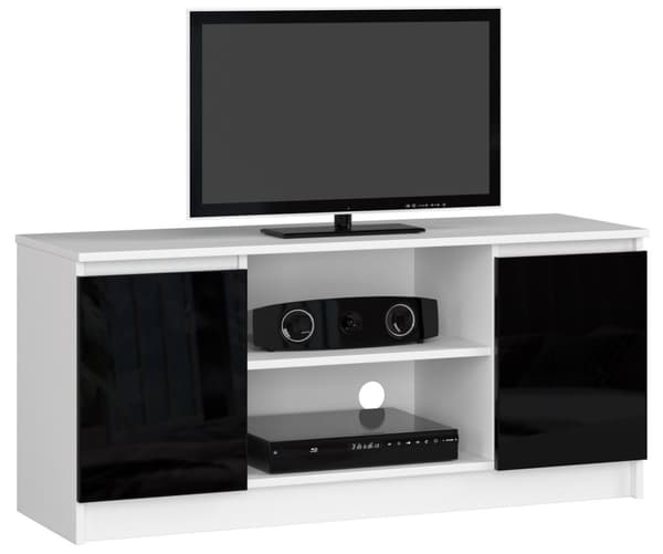 TV-bänk 120 cm 2D 1P SVART AKRYL HÖGGLOSA