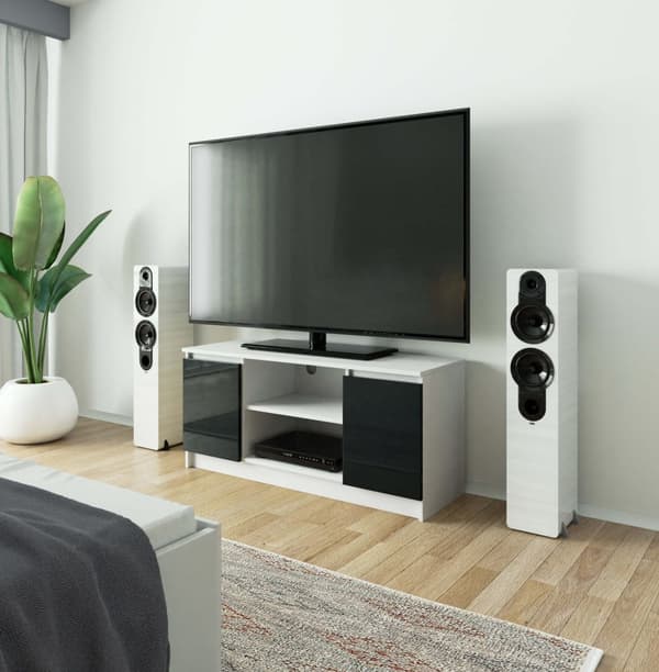 TV-SKAB 120 cm 2D 1P GRÅ AKRYL HØJ GLANS