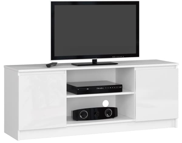 TV-bänk 140 cm 2D 1P VIT AKRYL HÖG GLANS