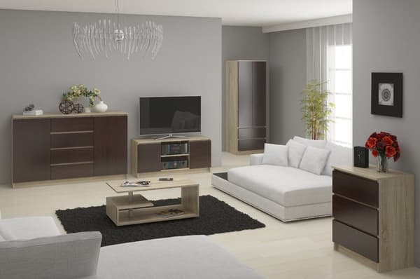 TV-skab 140 cm 2D 1P SONOMA / WENGE