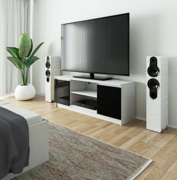 RTV-skab 140 cm 2D 1P HVID / SORT GLANS