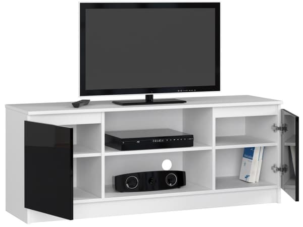 RTV-skab 140 cm 2D 1P HVID / SORT GLANS