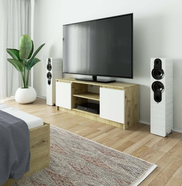 TV-BENK K140 2D 1P CLP DĄB ARTISAN / VIT