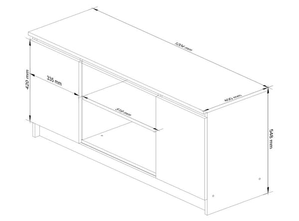 TV-BENK K120 2D 1P CLP VIT / GRÅ