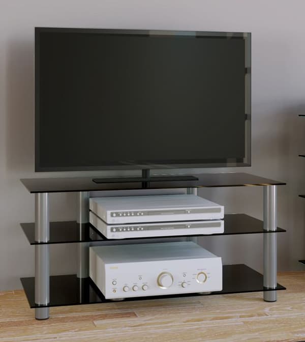 NETASA hifi tv-ställ video byrå svart glasförvaring