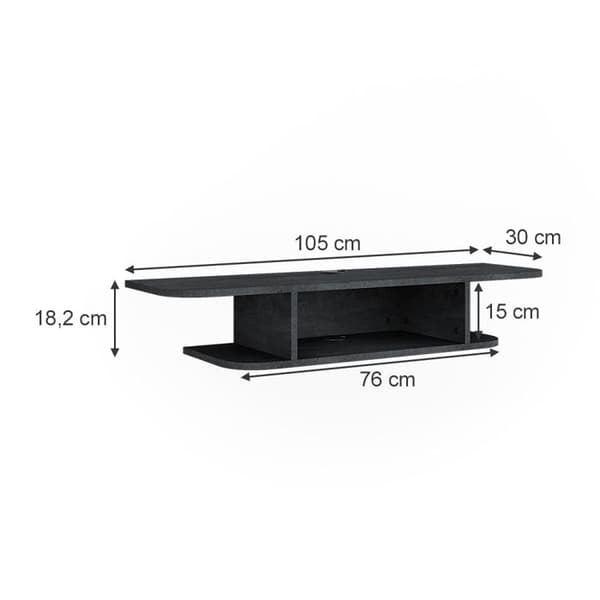 Lorio TV-skåp, 105x18,2cm med öppna fack, Svart betong, Vicco