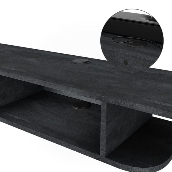 Lorio TV-skåp, 105x18,2cm med öppna fack, Svart betong, Vicco