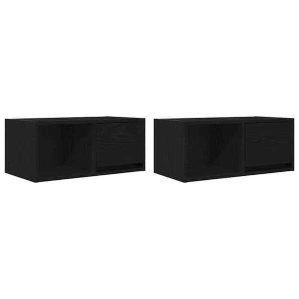 TV-bänkar 2 st svart ek 60x31x25,5 cm konstruerat trä