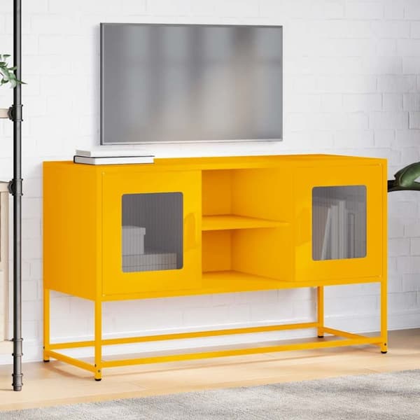 vidaXL tv-bord 100,5x39x60,5 cm stål sennepsgul