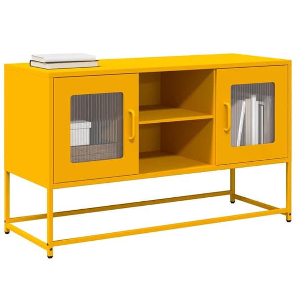 vidaXL tv-bord 100,5x39x60,5 cm stål sennepsgul