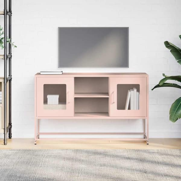 vidaXL tv-bord 100,5x39x60,5 cm stål lyserød