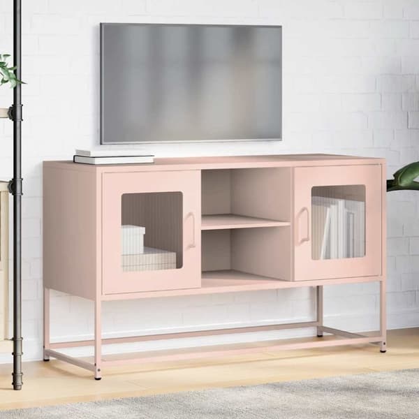 vidaXL tv-bord 100,5x39x60,5 cm stål lyserød