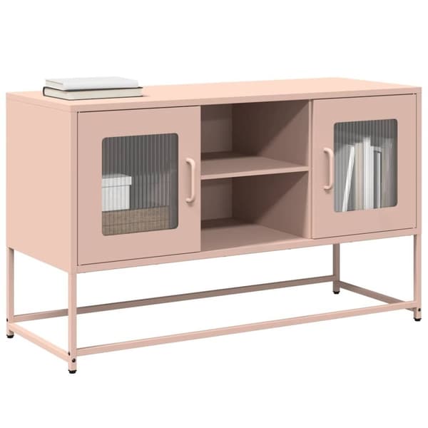 vidaXL tv-bord 100,5x39x60,5 cm stål lyserød