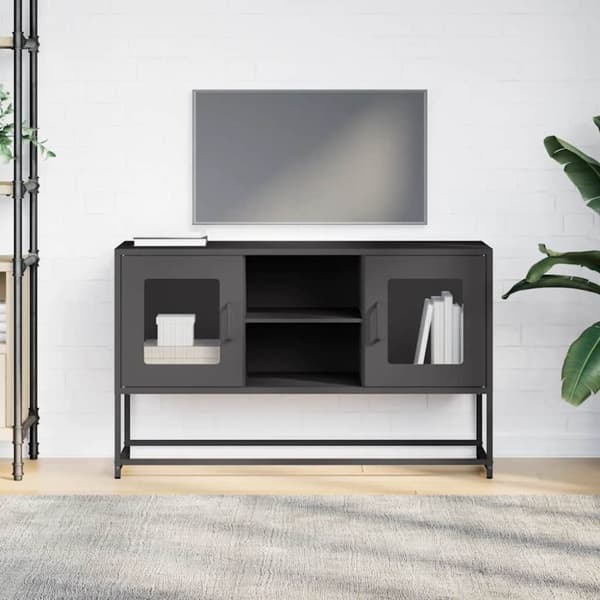 vidaXL TV-benk svart 100,5x39x60,5 cm stål